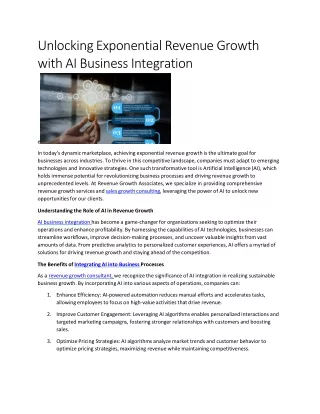 Unlocking Exponential Revenue Growth with AI Business Integration