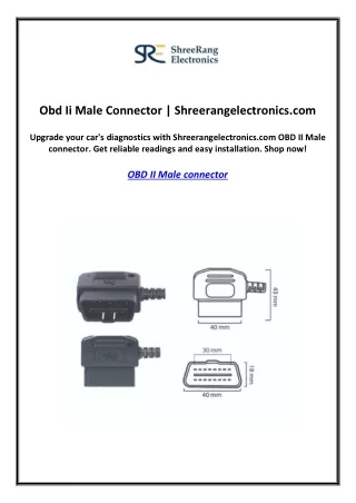 Obd Ii Male Connector | Shreerangelectronics.com