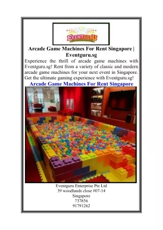 Arcade Game Machines For Rent Singapore   Eventguru.sg