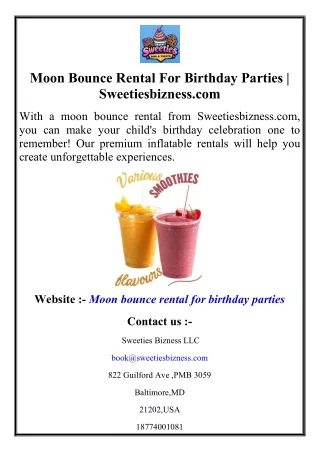 Moon Bounce Rental For Birthday Parties  Sweetiesbizness.com