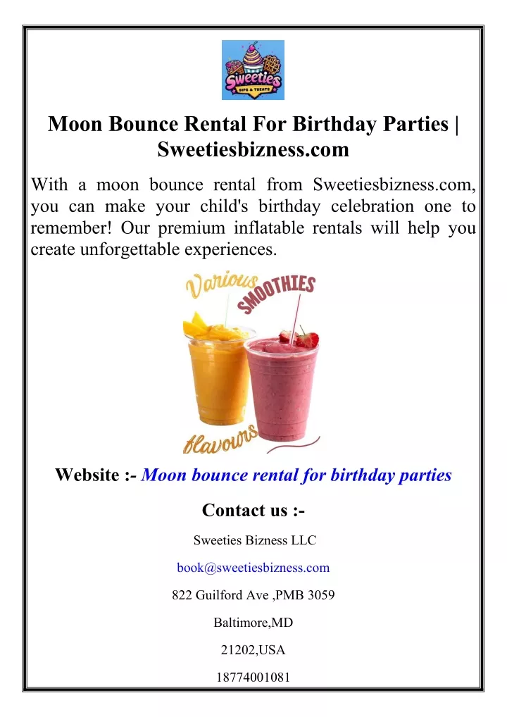 moon bounce rental for birthday parties