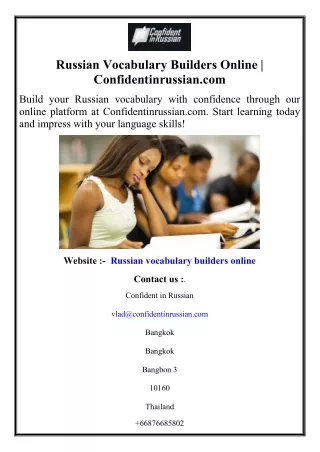 Russian Vocabulary Builders Online Confidentinrussian.com