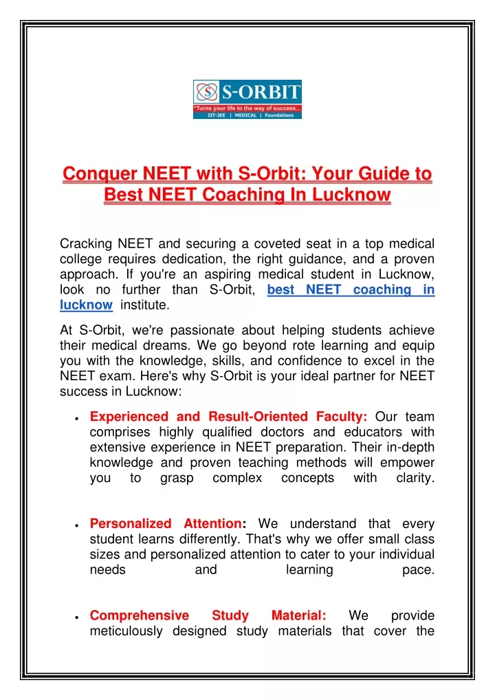 conquer neet with s orbit your guide to best neet
