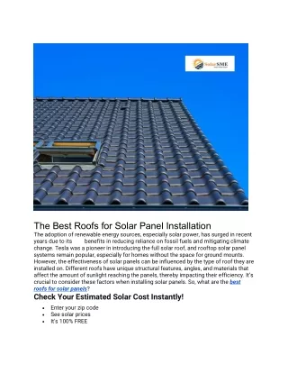 The Best Roofs for Solar Panel Installation