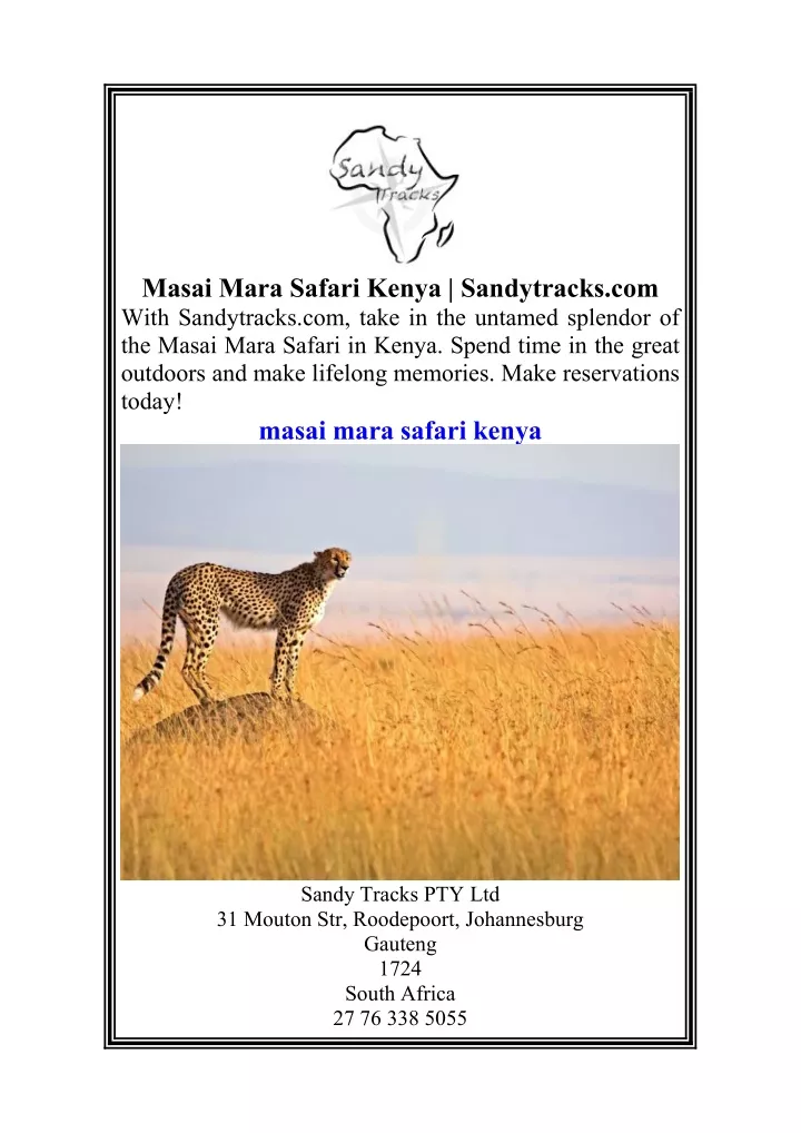 masai mara safari kenya sandytracks com with