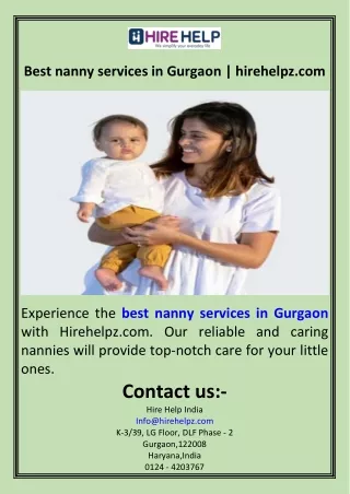 Best nanny services in Gurgaon  hirehelpz.com