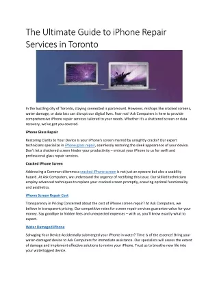 The Ultimate Guide to iPhone Repair Services in Toronto
