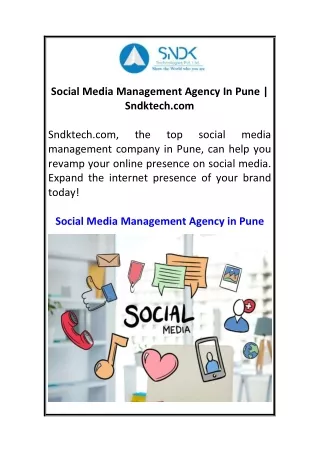 Social Media Management Agency In Pune  Sndktech.com