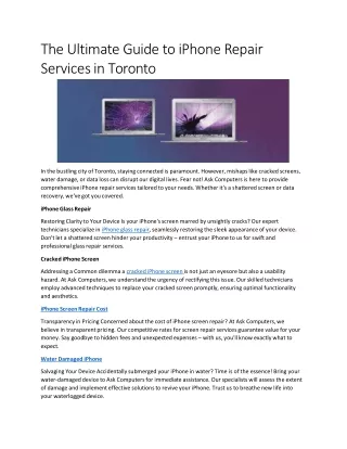 The Ultimate Guide to iPhone Repair Services in Toronto