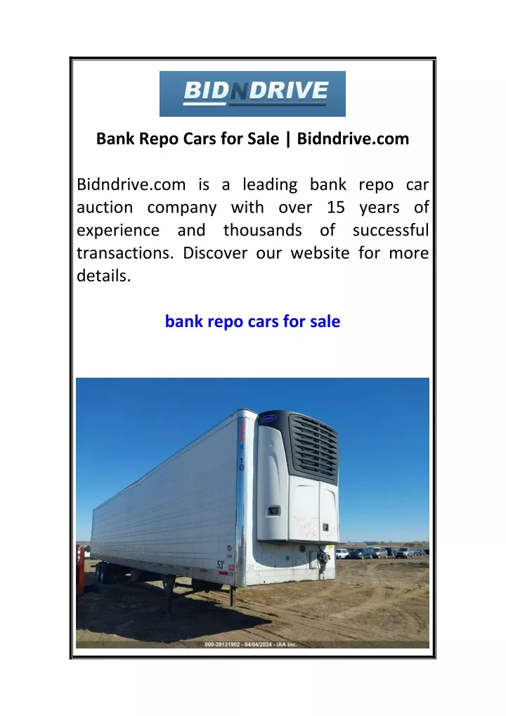 bank repo cars for sale bidndrive com