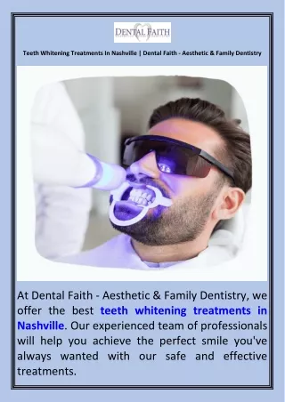 Teeth Whitening Treatments In Nashville  Dental Faith - Aesthetic & Family Dentistry