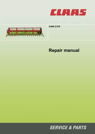 CLAAS C490 Cutter Bar Service Repair Manual
