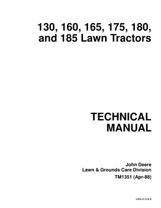 JOHN DEERE 165 LAWN GARDEN TRACTOR Service Repair Manual Instant Download (TM1351)