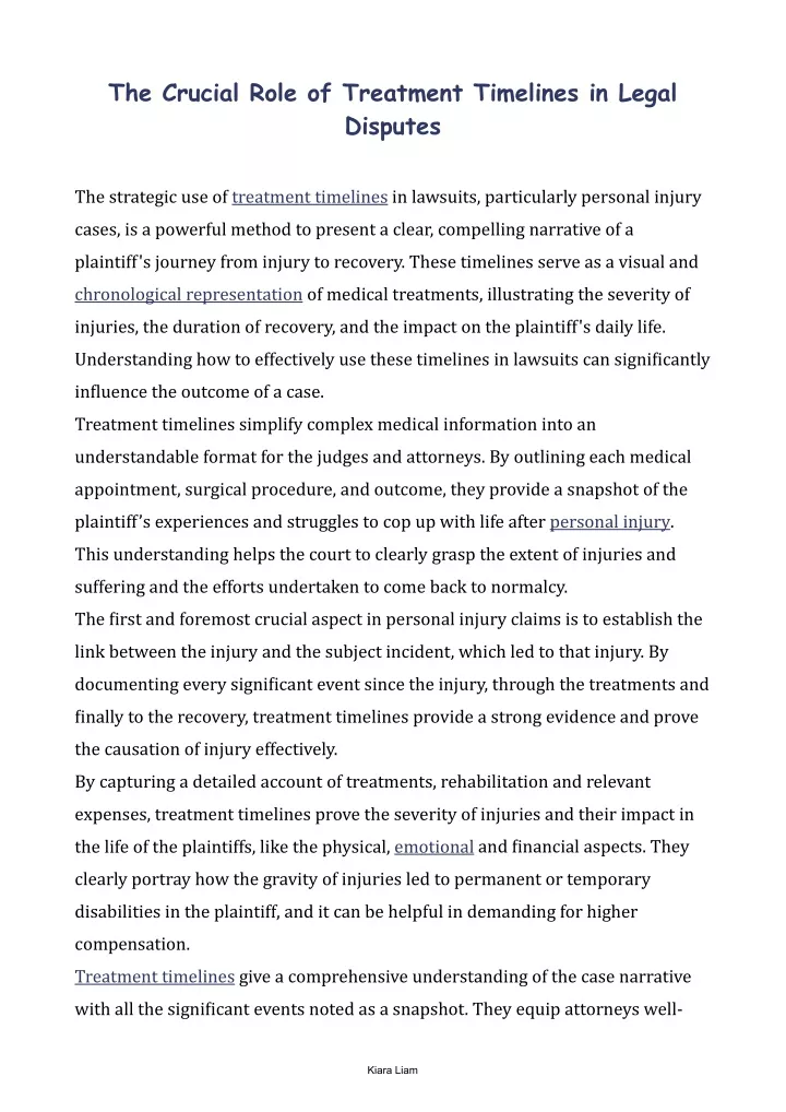 the crucial role of treatment timelines in legal