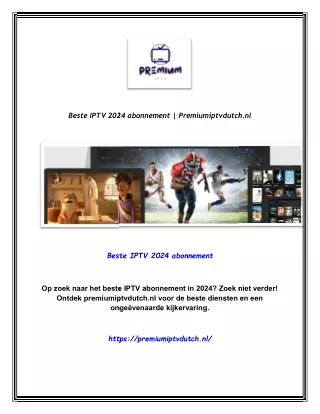 Beste IPTV 2024 abonnement | Premiumiptvdutch.nl