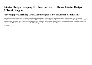 Interior Design Company | 3D Interior Design | House Interior Design – Affluent