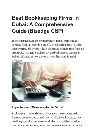 Best Bookkeeping Firms in Dubai- A Comprehensive Guide Bizedge CSP