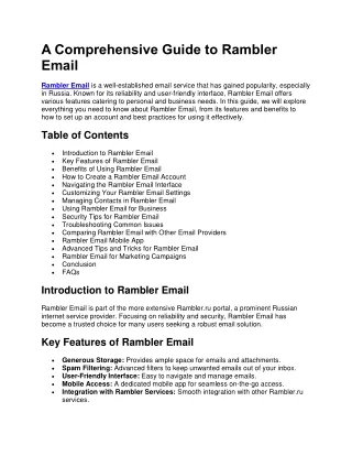 a comprehensive guide to rambler email