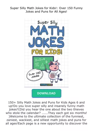 ✔️download⚡️ (pdf) Super Silly Math Jokes for Kids!: Over 150 Funny Jokes a