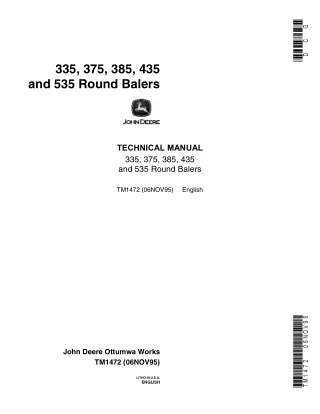 John Deere 335 Round Balers Service Repair Manual Instant Download (tm1472)
