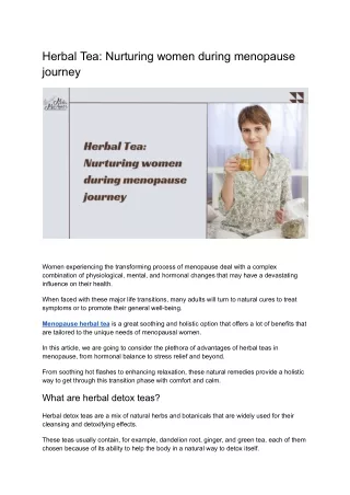 Herbal teas_ Nurturing women through menopause’s journey