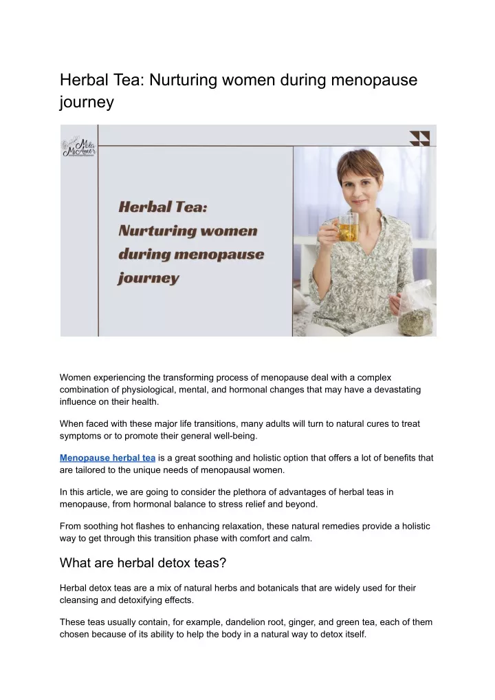 herbal tea nurturing women during menopause