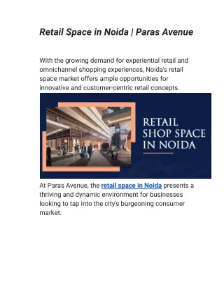 Retail Space in Noida