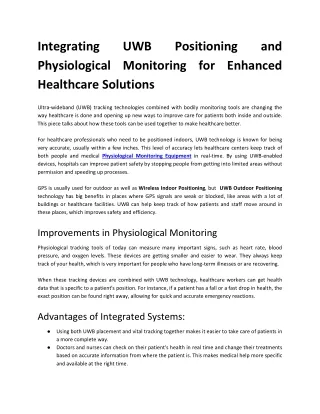 Integrating UWB Positioning and Physiological Monitoring for Enhanced Healthcare Solutions