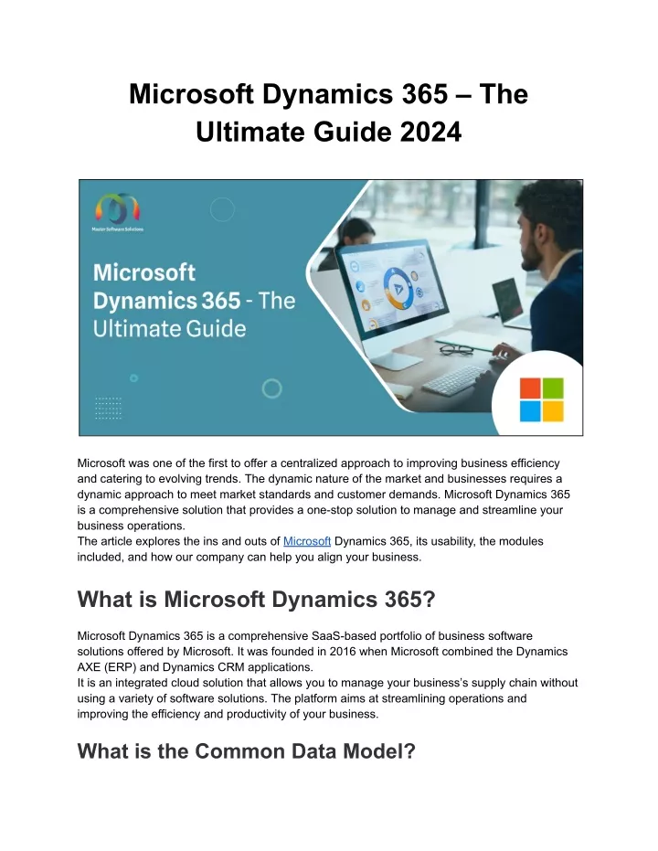 microsoft dynamics 365 the ultimate guide 2024
