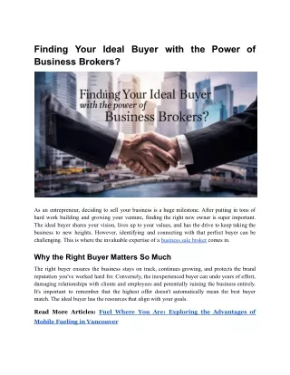 Finding Your Ideal Buyer with the Power of Business Brokers