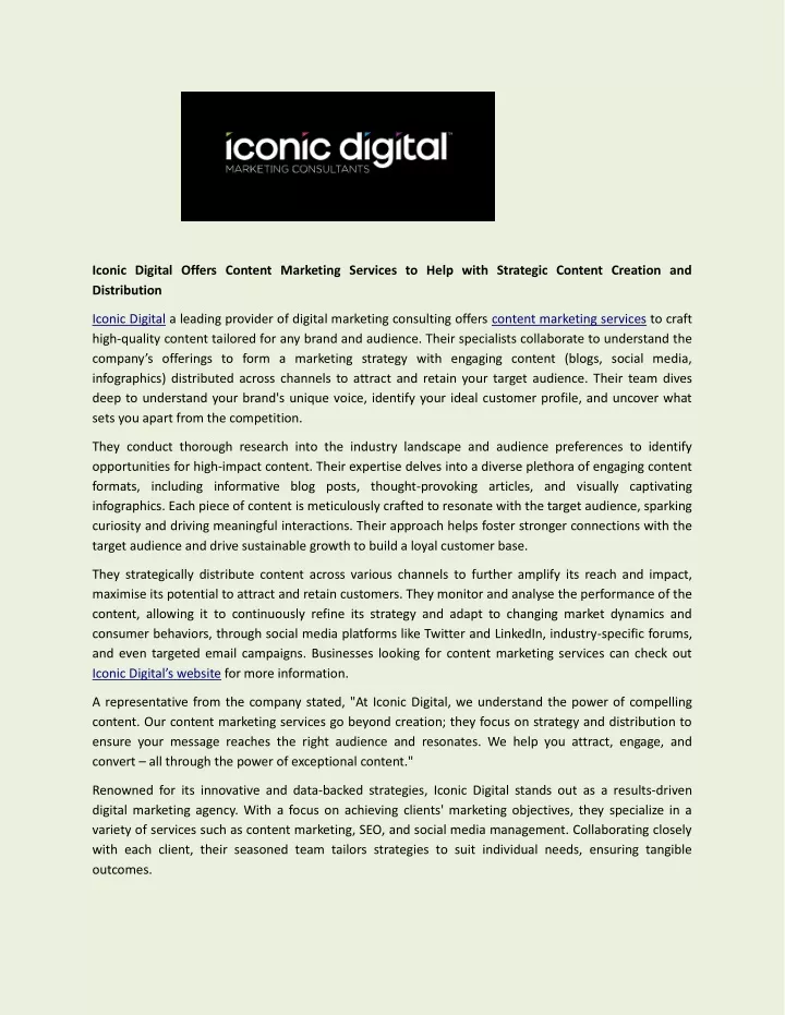 iconic digital offers content marketing services