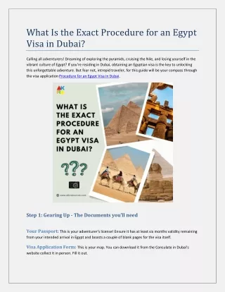 What Is the Exact Procedure for an Egypt Visa in Dubai