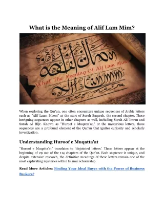 What is the Meaning of Alif Lam Mim?