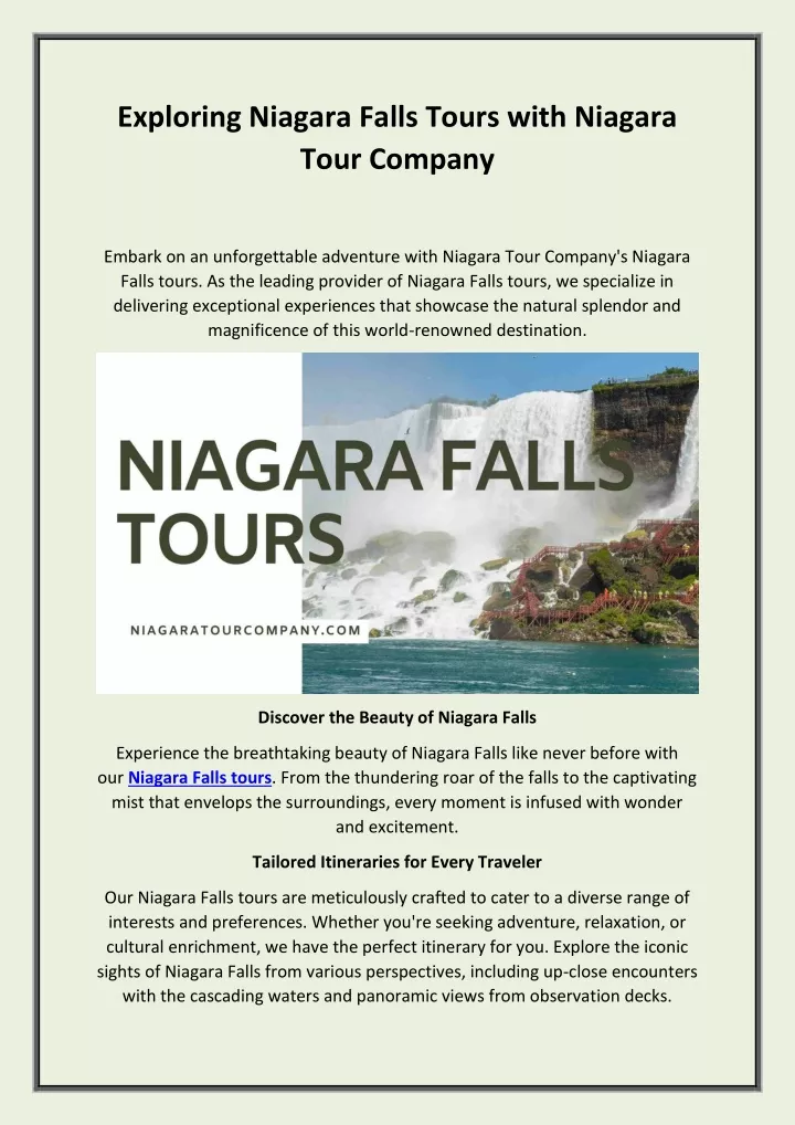 exploring niagara falls tours with niagara tour