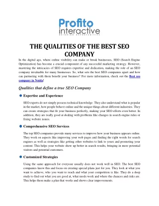 THE QUALITIES OF THE BEST SEO COMPANY