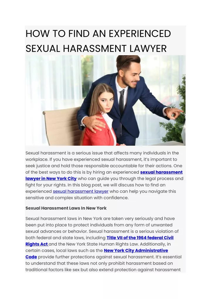 Ppt How To Find An Experienced Sexual Harassment Lawyer Powerpoint