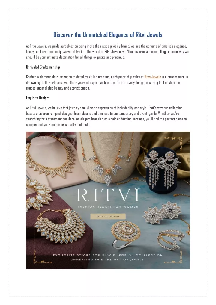 discover the unmatched elegance of ritvi jewels