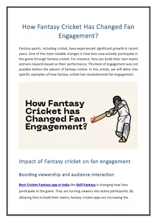 Unlock the Thrill of Cricket with the Best Fantasy Cricket App