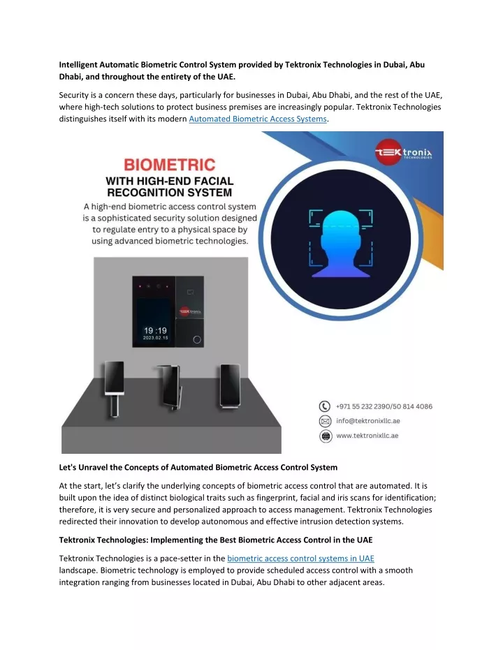 intelligent automatic biometric control system