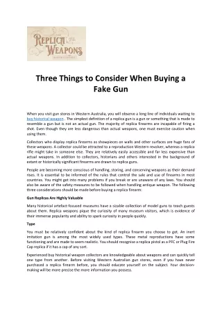 Three Things to Consider When Buying a Fake Gun