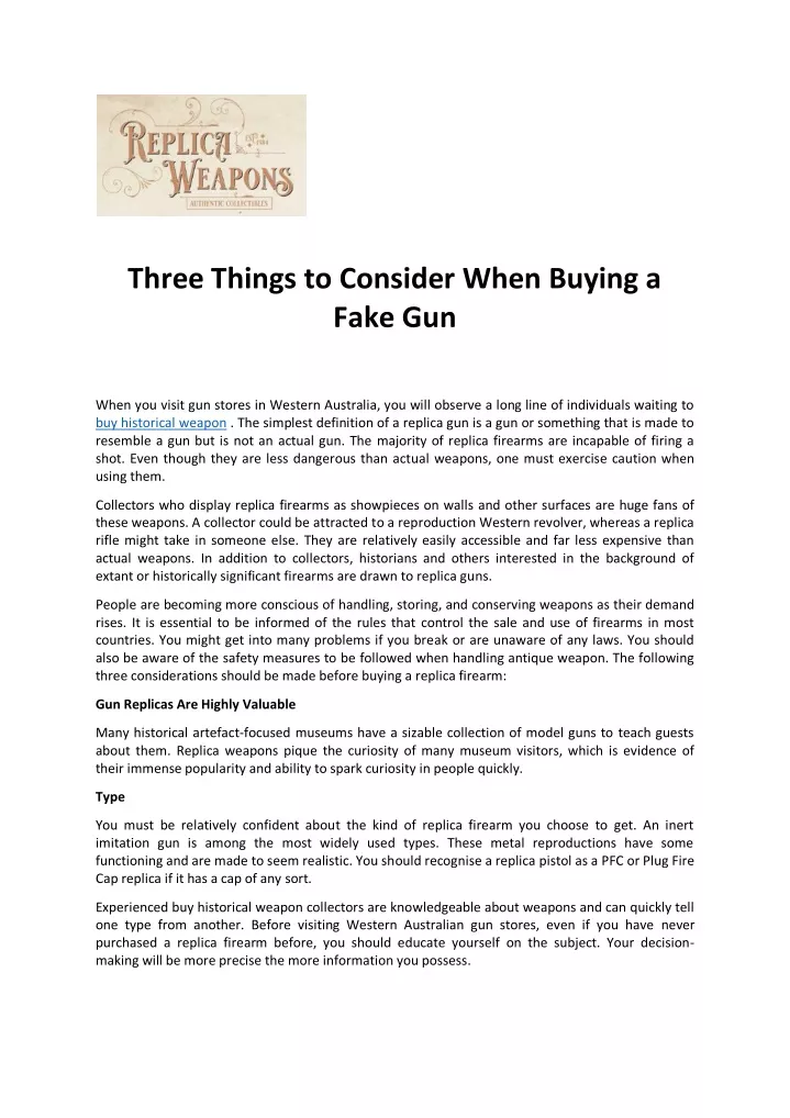 three things to consider when buying a fake gun