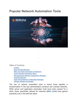 Popular Network Automation Tools