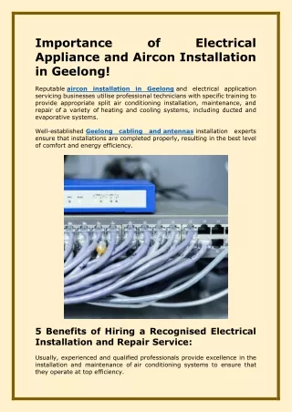 Importance of Electrical Appliance and Aircon Installation in Geelong!