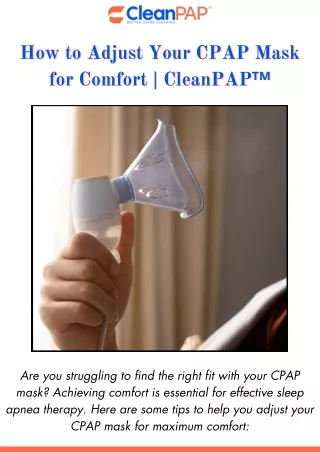 How to Adjust Your CPAP Mask for Comfort | CleanPAPᵀᴹ