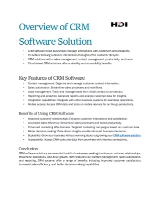 overview of crm software solution
