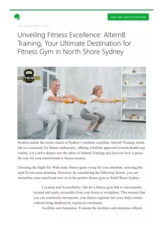 Unveiling Fitness Excellence: Altern8 Training, Your Ultimate Destination for Fitness Gym in North Shore Sydney