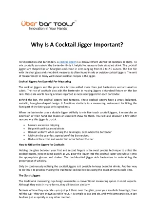 Why Is A Cocktail Jigger Important