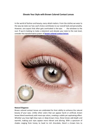 Elevate Your Style with Brown Colored Contact Lenses