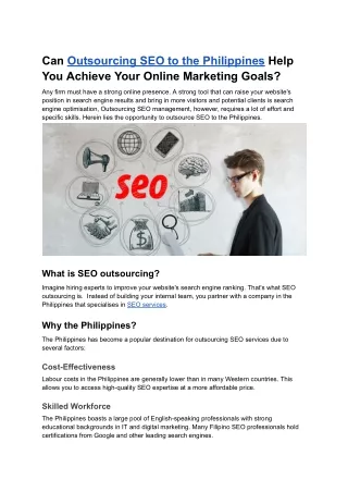 Can Outsourcing SEO to the Philippines Help You Achieve Your Online Marketing Goals_
