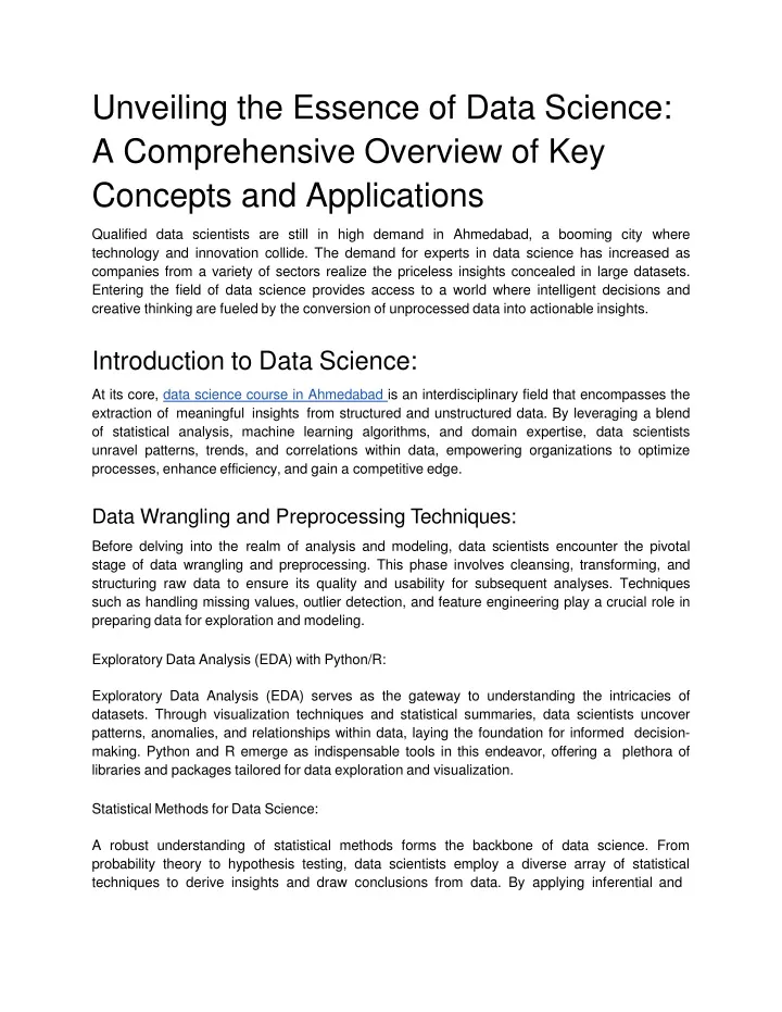 PPT - Unveiling the Essence of Data Science_ A Comprehensive Overview 